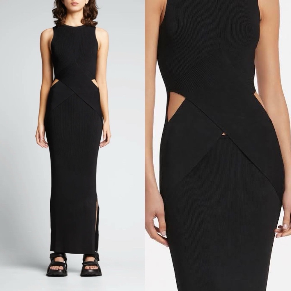 Sir the Label Ingrid Reversible Ribbed Cutout Knit Maxi Dress Black